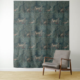 Vintage-William-Morris-Grünanlage-Waldtiere Wandteppich