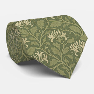 Vintage William Morris Grünes Geißblatt Eleganz Krawatte