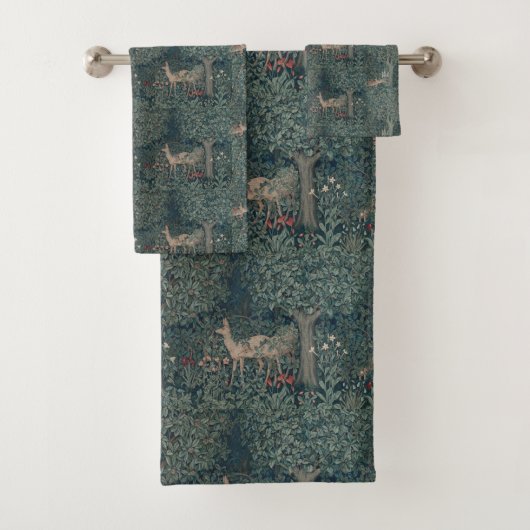 Vintage William Morris Grünwaldtiere Badhandtuch Set (Insitu)