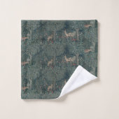 Vintage William Morris Grünwaldtiere Badhandtuch Set (Waschlappen)
