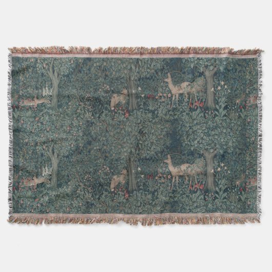 Vintage William Morris Grünwaldtiere Decke (Vorderseite)