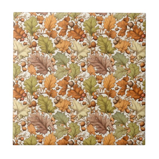 Vintage William Morris Herbstblatt Beere Fliese (Vorderseite)