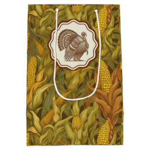 Vintage William Morris Herbstmais und Truthahn Mittlere Geschenktüte