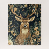 Vintage-William-Morris-Hirsch-Blumenkunst Puzzle (Vertikal)
