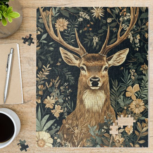 Vintage-William-Morris-Hirsch-Blumenkunst Puzzle