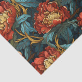 Vintage William Morris-inspirierte Rote Blume Seidenpapier (Detail)