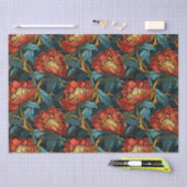 Vintage William Morris-inspirierte Rote Blume Seidenpapier (Handwerk)