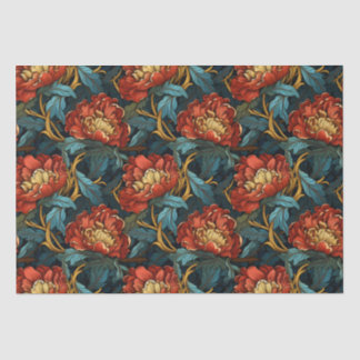 Vintage William Morris-inspirierte Rote Blume Seidenpapier