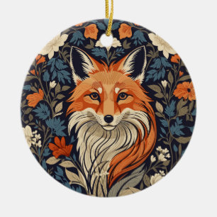 Vintage-William-Morris-inspirierter floraler Rotfu Keramik Ornament