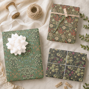 Vintage-William-Morris-Muster Blumengrün Geschenkpapier Set