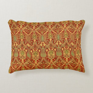 Vintage-William-Morris-Muster Rot Türkis Gold Dekokissen