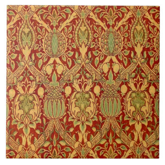 Vintage-William-Morris-Muster Rot Türkis Gold Fliese