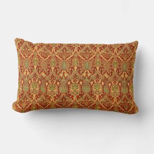 Vintage-William-Morris-Muster Rot Türkis Gold Lendenkissen
