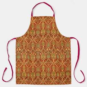 Vintage-William-Morris-Muster Rot Türkis Gold Schürze