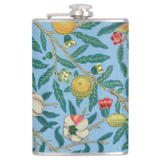 Vintage-William-Morris-Muster 'Vier Früchte' Flachmann (Vorderseite)