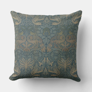 Vintage William Morris Pfau und Drache Kissen