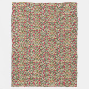 Vintage William Morris Rose Pink Gelber Vogel Flor Fleecedecke