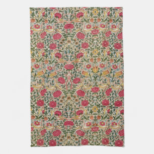 Vintage William Morris Rose Pink Gelber Vogel Flor Geschirrtuch