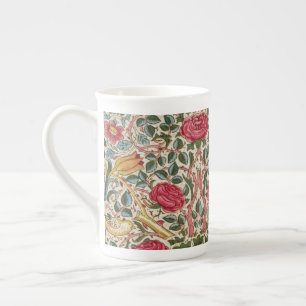 Vintage William Morris Rose Pink Gelber Vogel Flor Porzellantasse