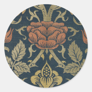 Vintage William Morris Rose und Lilie Runder Aufkleber