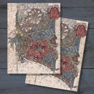 Vintage-William-Morris-Rot-Blau-Collage-Decoupage Seidenpapier