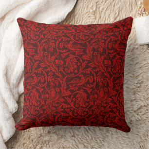 Vintage William Morris rote Vögel Laubwerk Obst Kissen