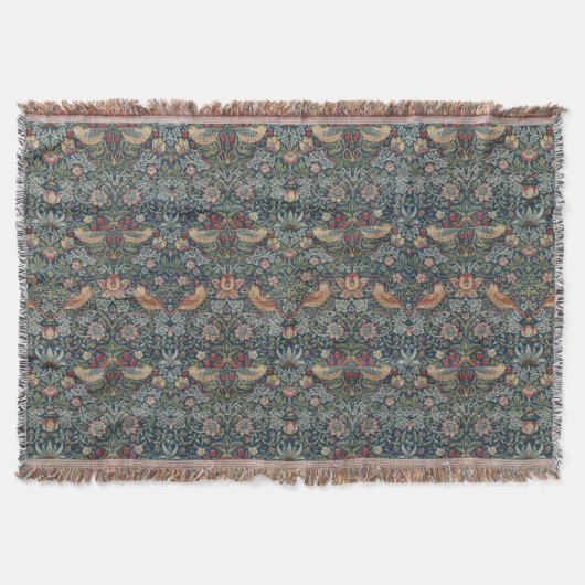 Vintage William Morris Strawberry Thief Decke (Vorderseite)