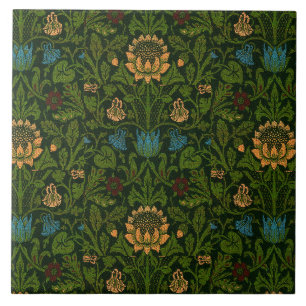 Vintage William Morris Violett und Akelei Fliese