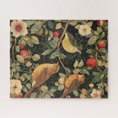 Vintage-William-Morris-Vogel-Blumen-Kunst Puzzle (Horizontal)
