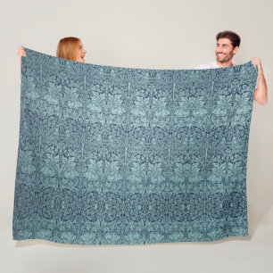 Vintage William Morris Wunderschöne Blaue Blumen Fleecedecke