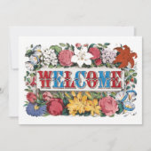 Vintage WILLKOMMEN Blume Hauswärmung Party Einladung (Vorderseite)