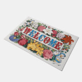 Vintage WILLKOMMEN Blume Hauswärmung Party Fußmatte (Schrägansicht)