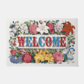 Vintage WILLKOMMEN Blume Hauswärmung Party Fußmatte (Vorderseite)
