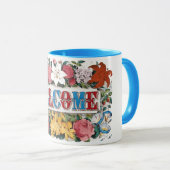 Vintage WILLKOMMEN Blume Hauswärmung Party Tasse (VorderseiteRechts)