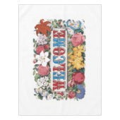 Vintage WILLKOMMEN Blume Hauswärmung Party Tischdecke (Vorderseite)