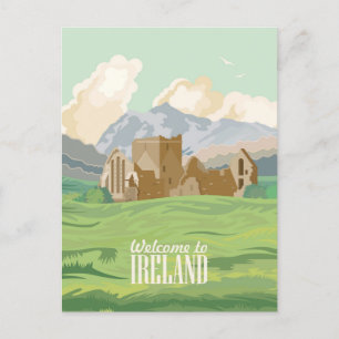 Vintage Willkommen in Irland Europa irisch Dublin  Postkarte