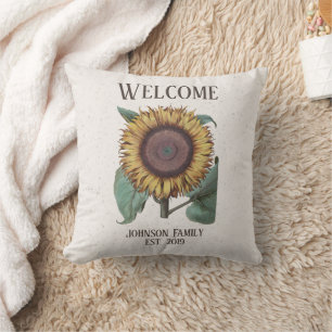 Vintage-Willkommens-Sonnenblumen-Signatur  Kissen