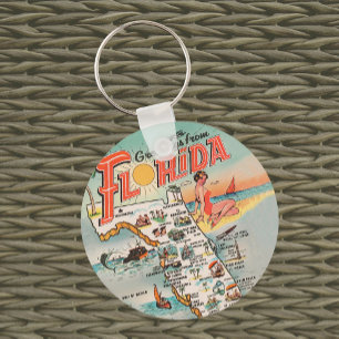 Vintage-Willkommenskarte für Florida-Touristen Schlüsselanhänger