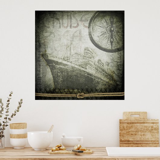 Vintage Wind Rose Poster (Küche)