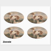 Vintage Windhunde Ovaler Aufkleber (Blatt)