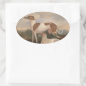 Vintage Windhunde Ovaler Aufkleber (Tasche)