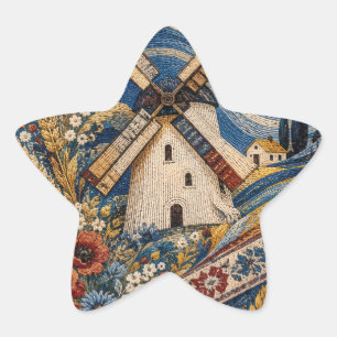Vintage-Windmühlen-Tapete Stern-Aufkleber – Klassi