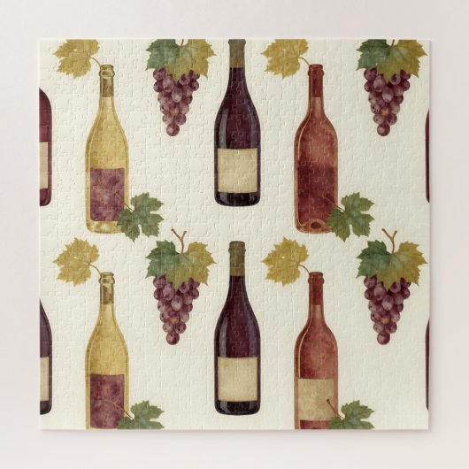 Vintage Wine Bottle Grapevine Pattern Puzzle (Vertikal)