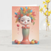 Vintage Wine Goddess Karte (Gelbe Blume)