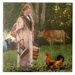 Vintage Winslow homer Die Milchmagd Fliese