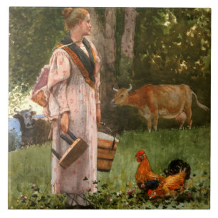 Vintage Winslow homer Die Milchmagd Fliese