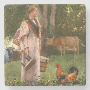 Vintage Winslow homer Die Milchmagd Steinuntersetzer