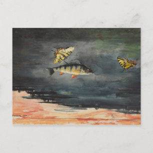 Vintage Winslow Homer Fische und Schmetterlinge Postkarte