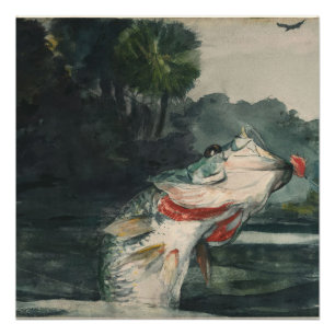 Vintage Winslow Homer Life-Size Schwarzbarsch Poster