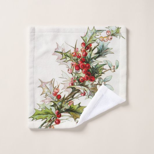 Vintage Winter-Beeren Badhandtuch Set (Waschlappen)